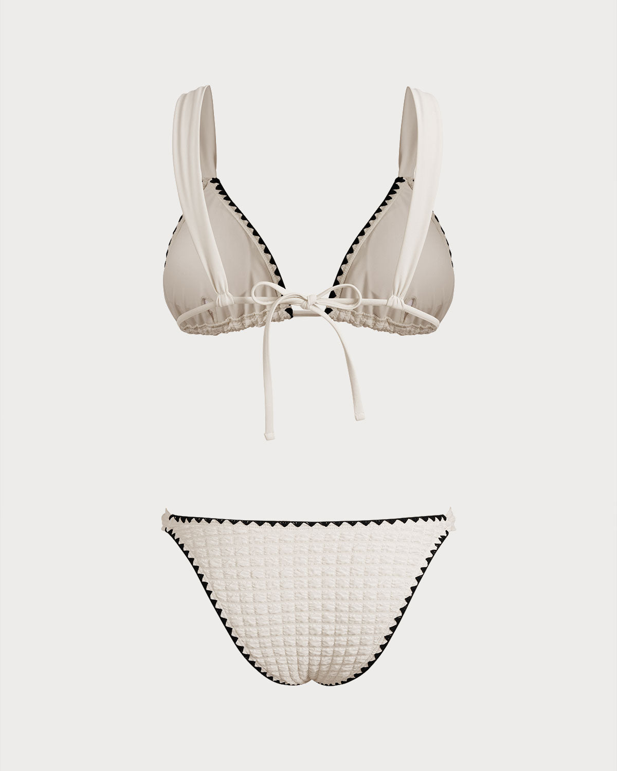 White Triangle Bikini Set with Contrasting Details