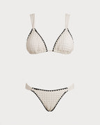 White Triangle Bikini Set with Contrasting Details