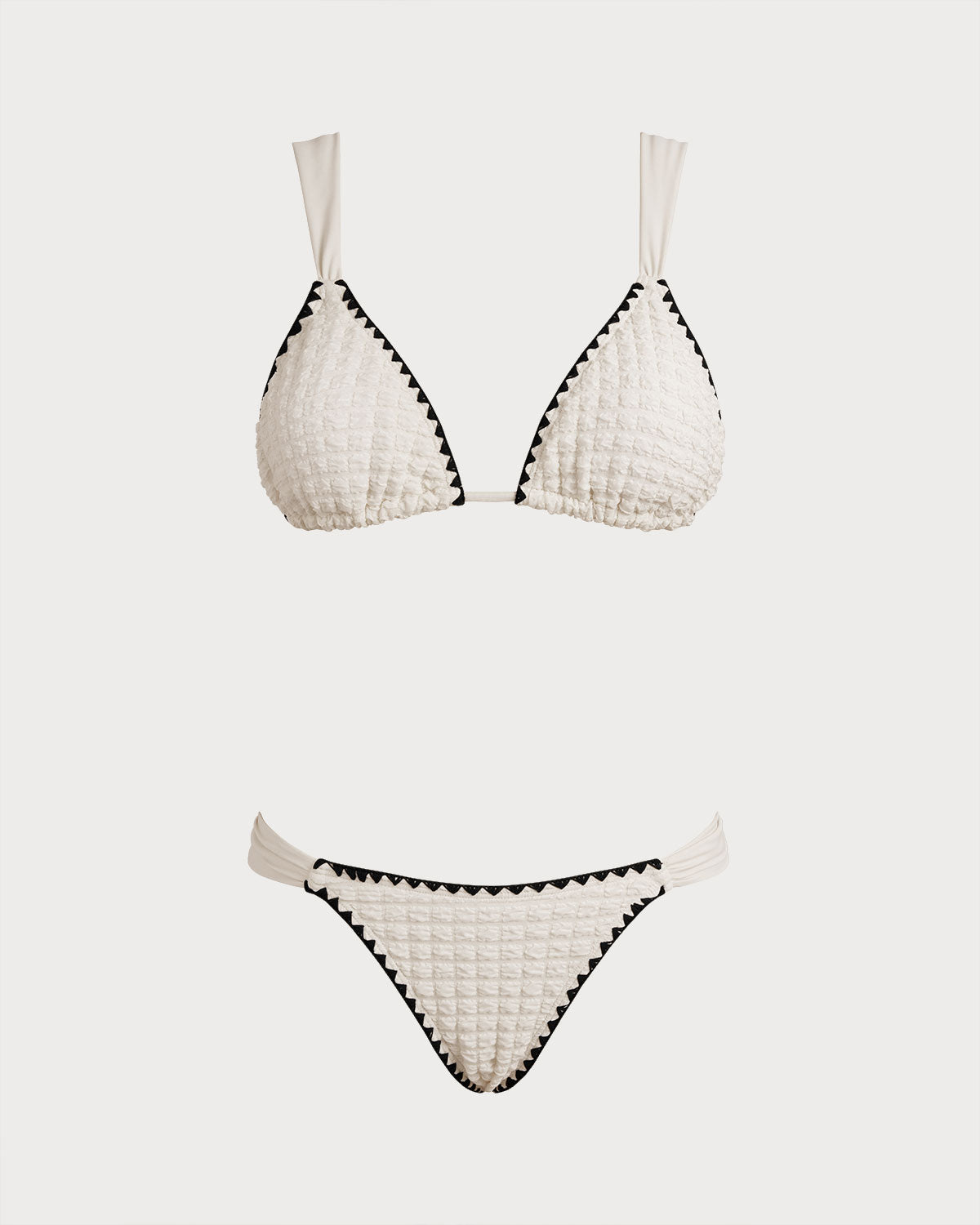 White Triangle Bikini Set with Contrasting Details