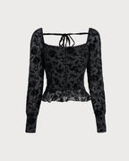 Elegant Black Square Neck Top