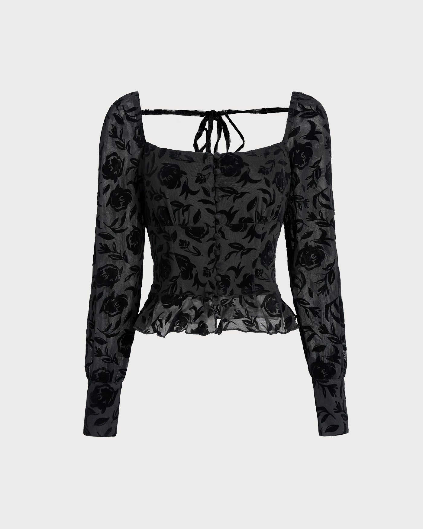 Elegant Black Square Neck Top