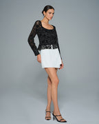 Elegant Black Square Neck Top