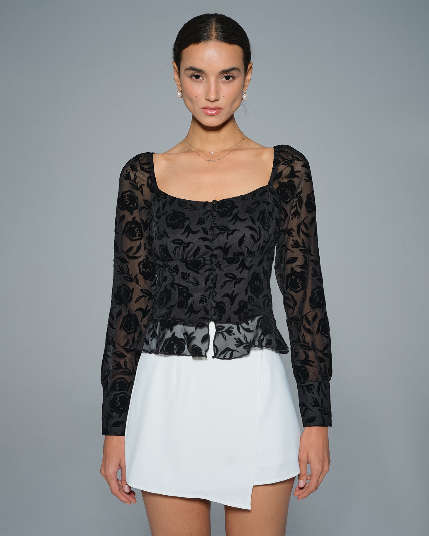 Elegant Black Square Neck Top