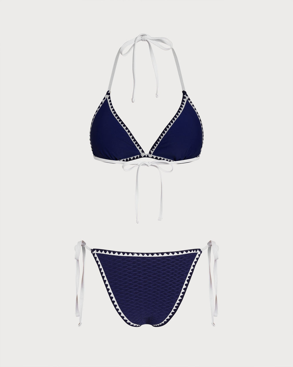 Triangle Bikini Set with Blue Drawstring