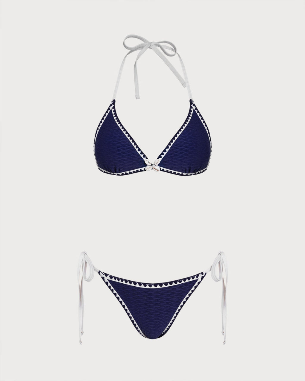 Triangle Bikini Set with Blue Drawstring