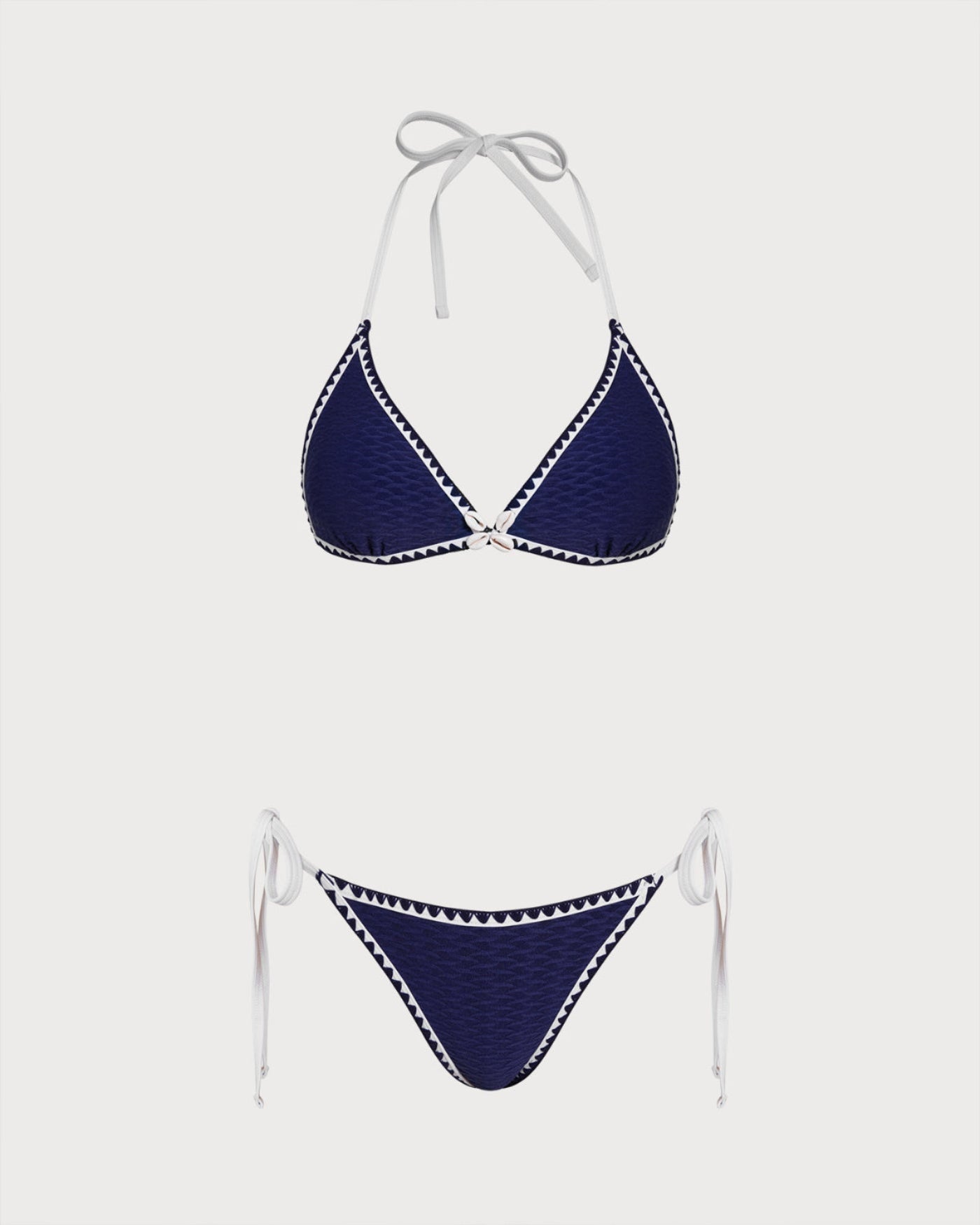 Triangle Bikini Set with Blue Drawstring