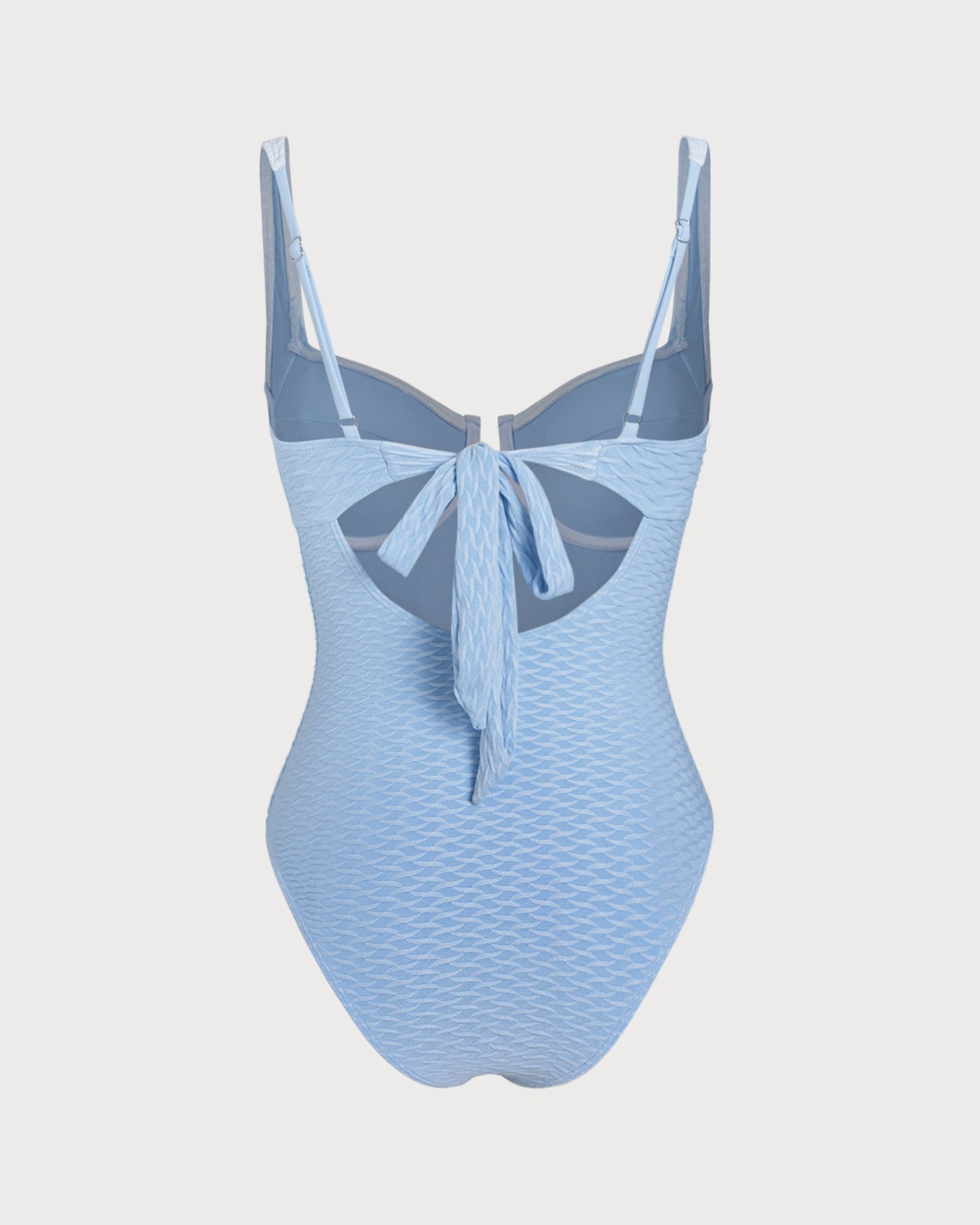 Contrasting Underwire One-Piece in Blue Textured Fabric