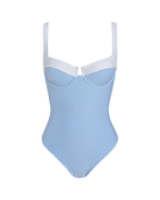 Contrasting Underwire One-Piece in Blue Textured Fabric