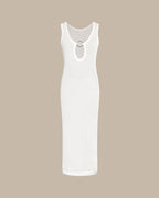 White V-Neck O-Ring Swim Cover-Up