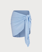 Blue Drawstring Beach Cover-Up