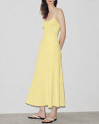 Textured Yellow Midi Dress with Slip Design