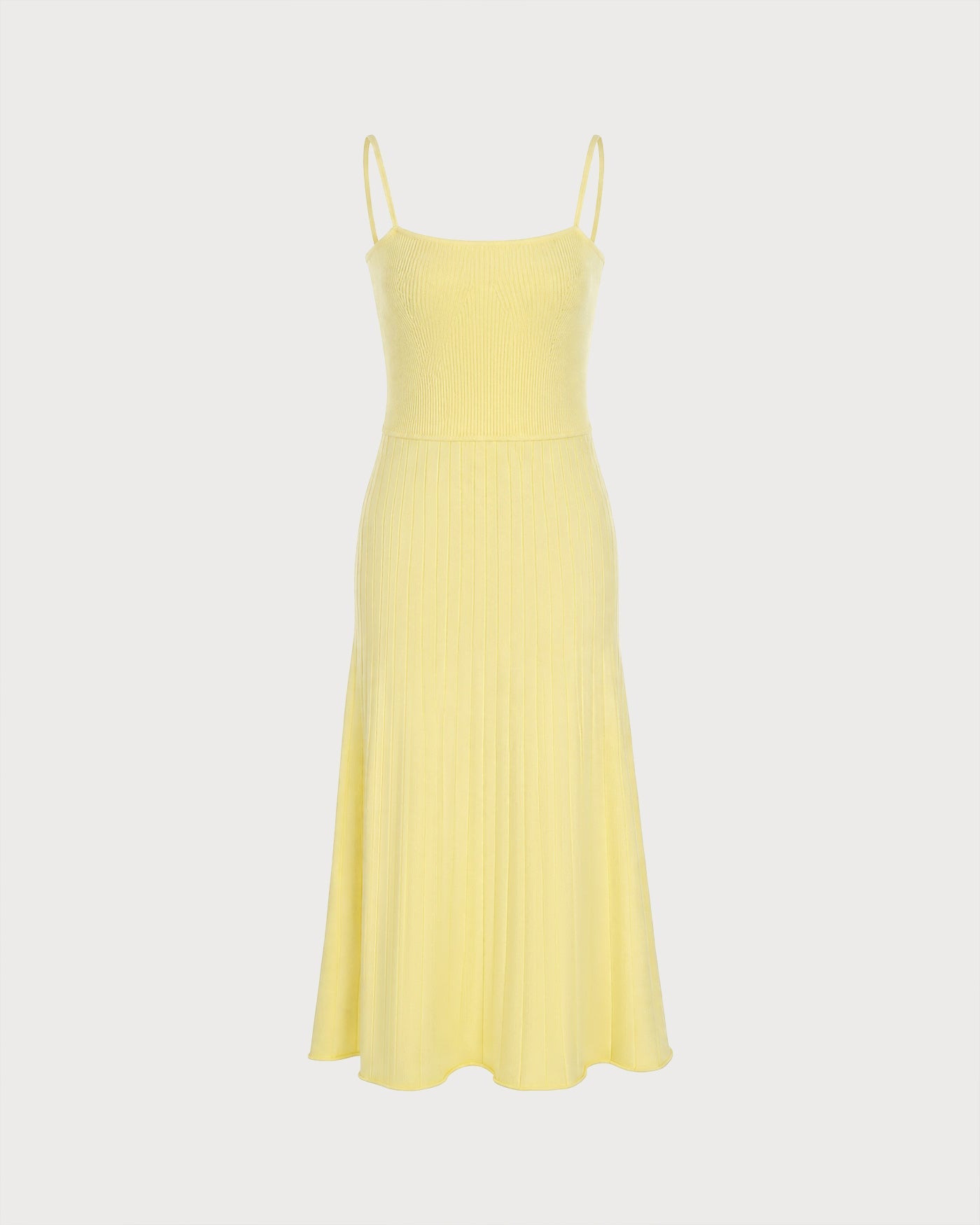 Textured Yellow Midi Dress with Slip Design