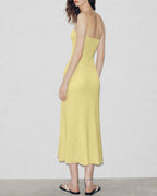 Textured Yellow Midi Dress with Slip Design