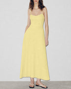 Textured Yellow Midi Dress with Slip Design