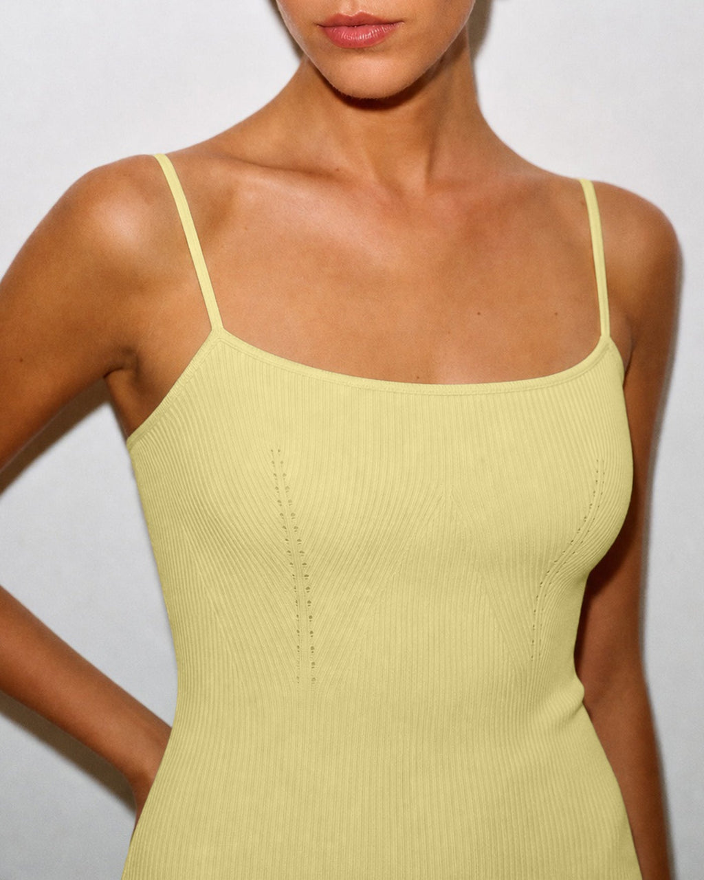 Textured Yellow Midi Dress with Slip Design