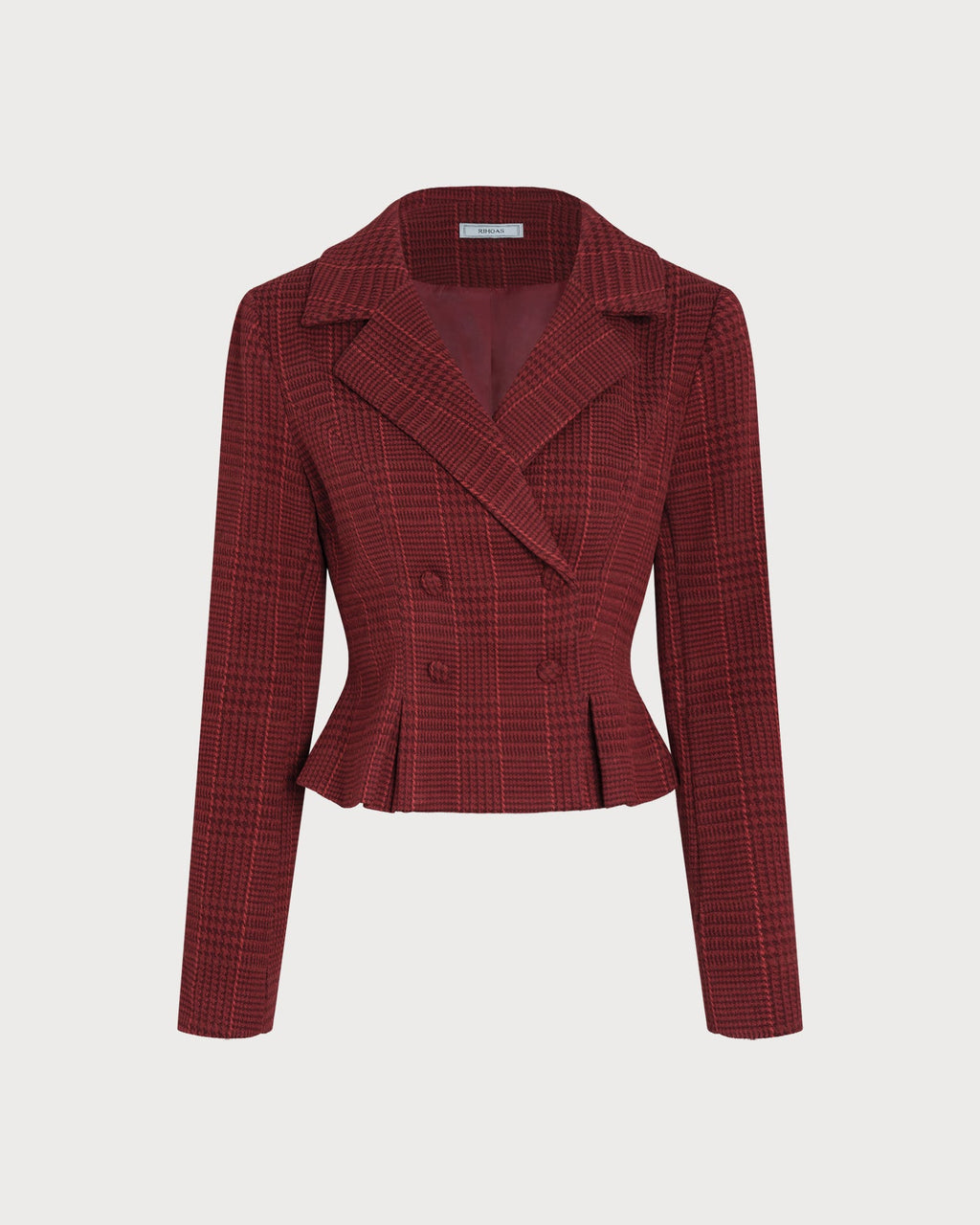 Double-Breasted Red Plaid Blazer