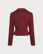 Double-Breasted Red Plaid Blazer
