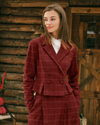 Double-Breasted Red Plaid Blazer