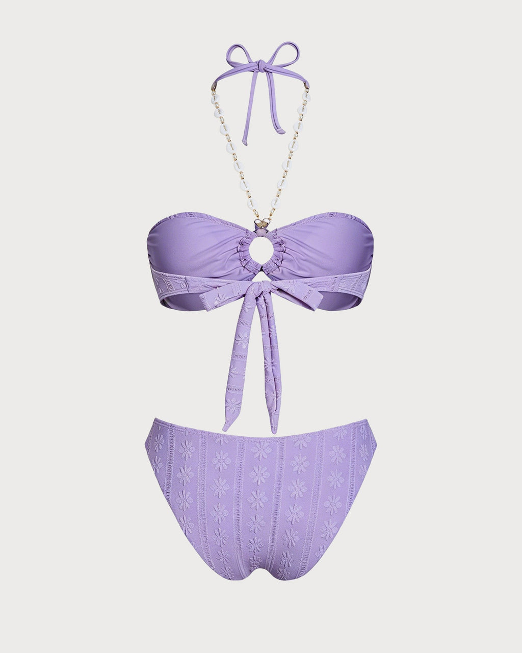 Purple O-Ring Halter Bandeau Bikini Set