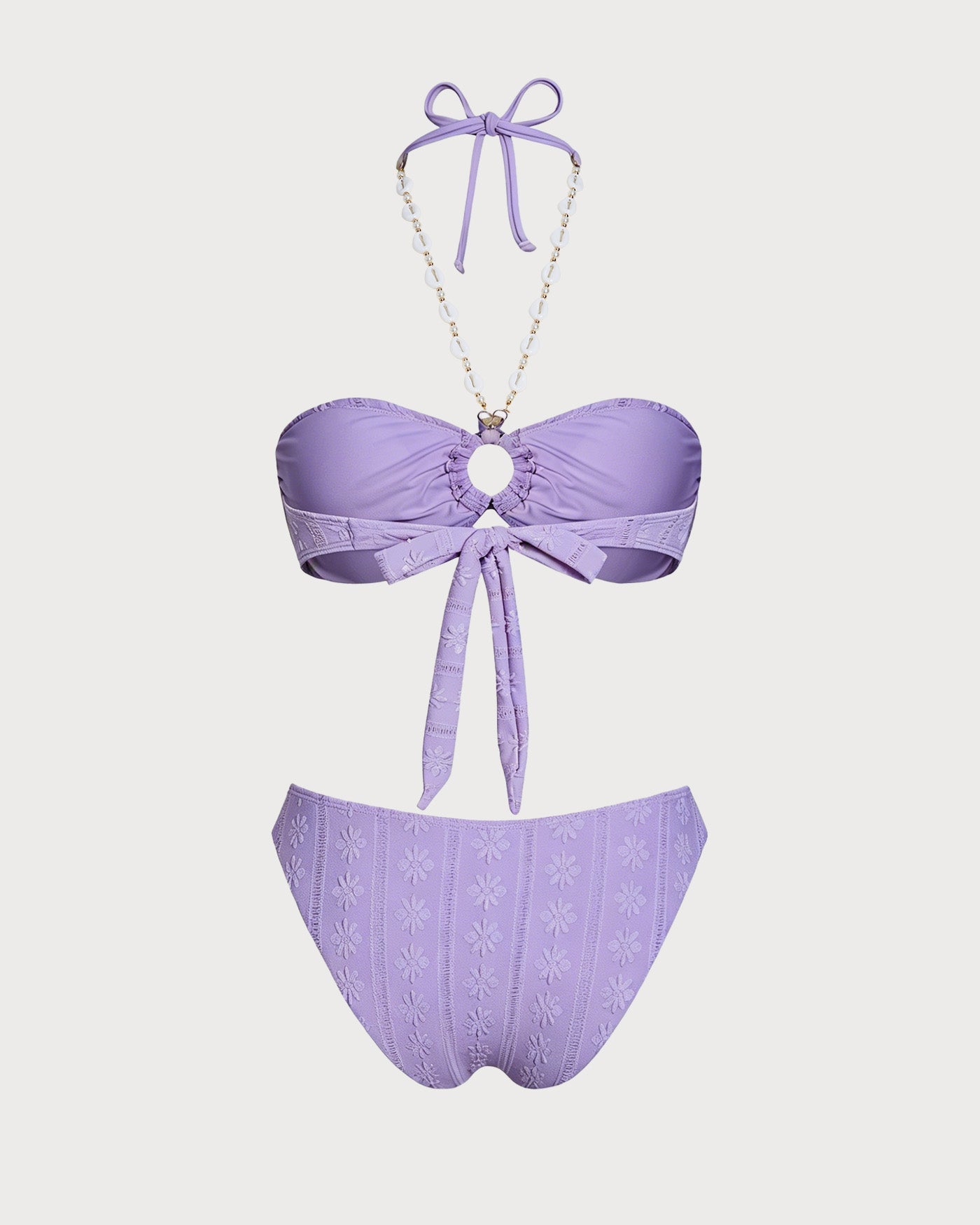 Purple O-Ring Halter Bandeau Bikini Set