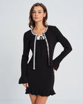 Black Knit Cardigan with Contrasting Bell Sleeves