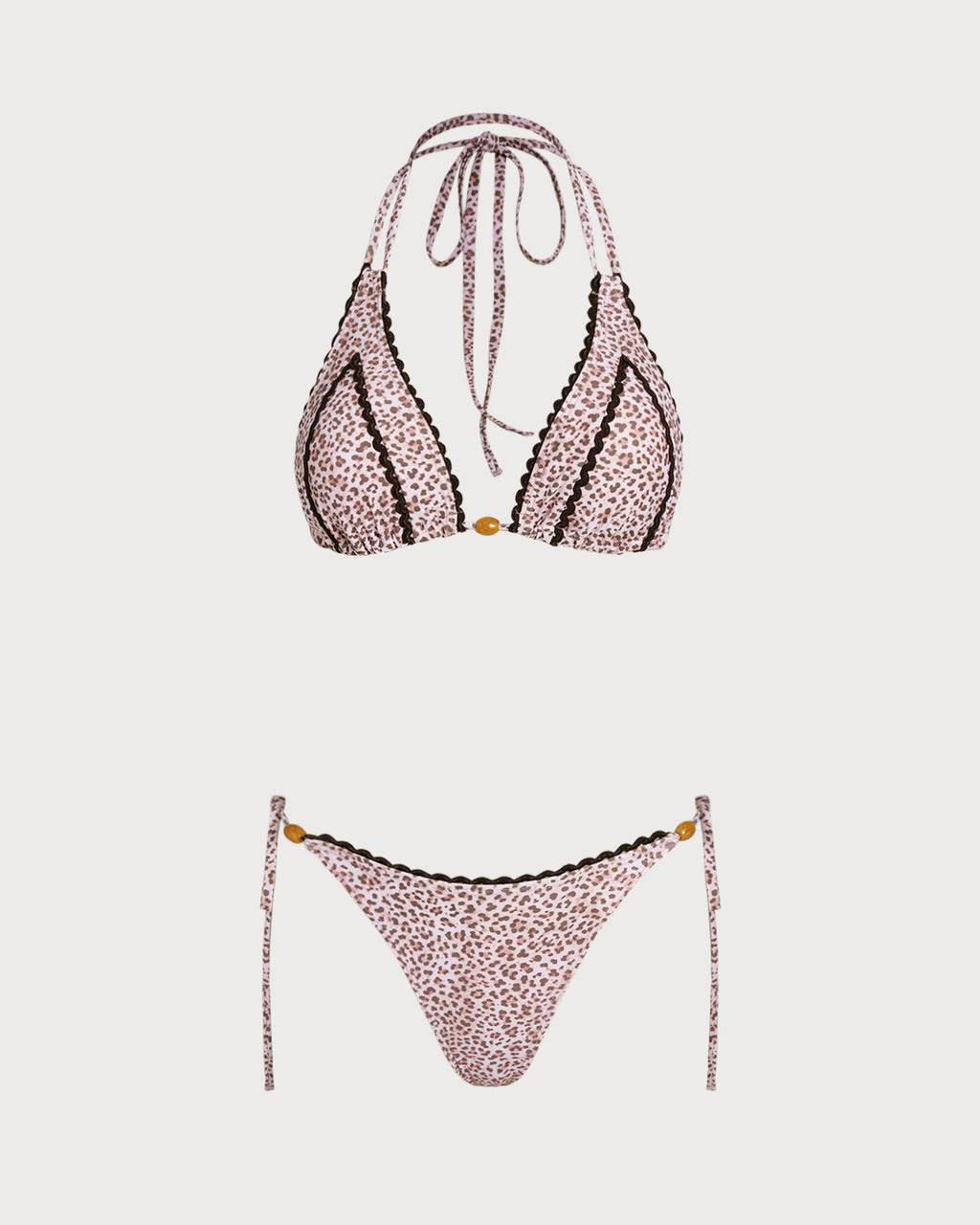 Leopard Pattern Halter Neck Bikini Set