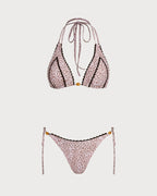 Leopard Pattern Halter Neck Bikini Set