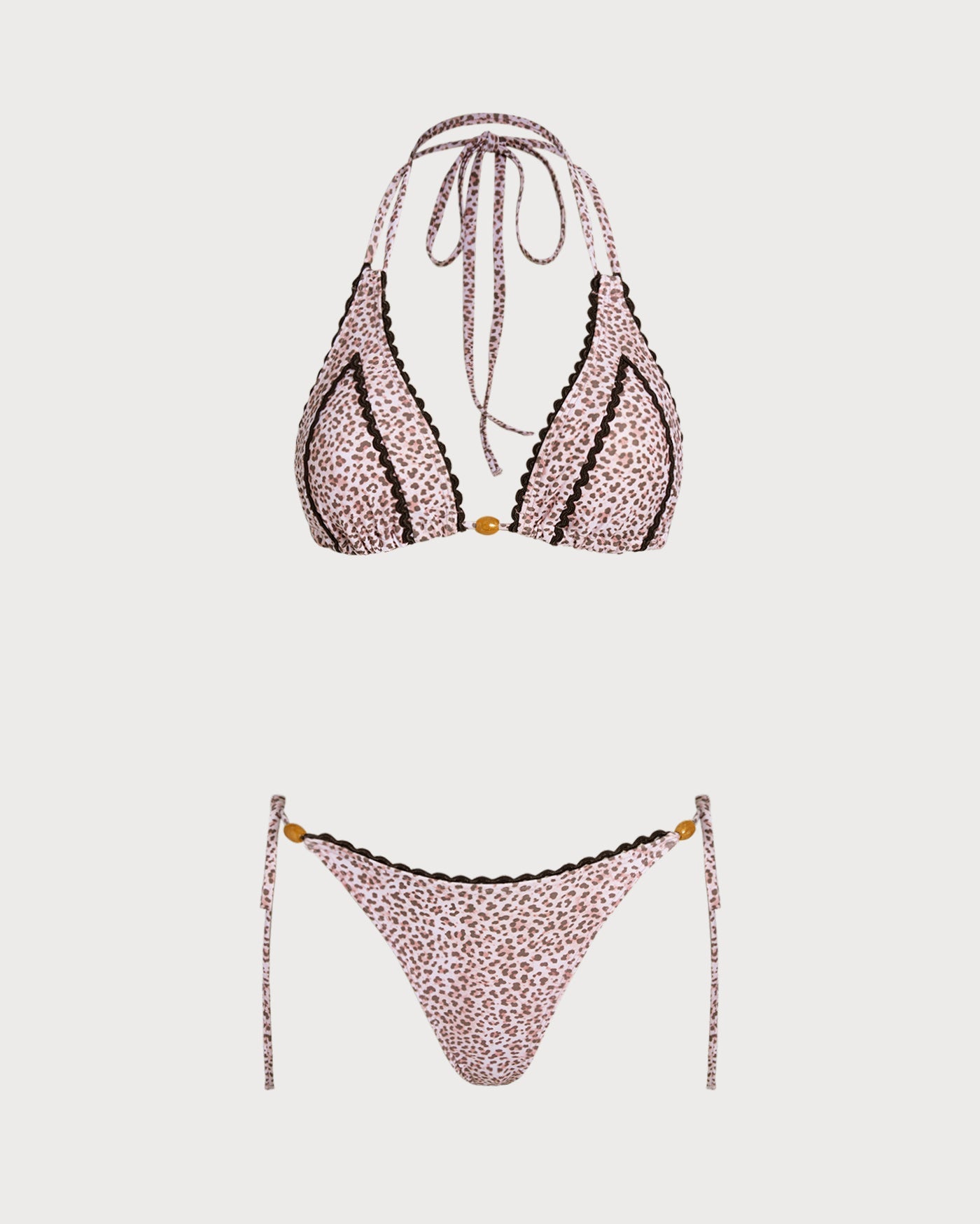 Leopard Pattern Halter Neck Bikini Set