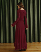 Crimson Boat Neck Maxi Dress