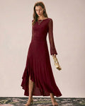 Crimson Boat Neck Maxi Dress