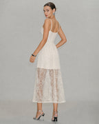 Apricot Lace Maxi Dress with Sheer Slip