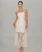Apricot Lace Maxi Dress with Sheer Slip