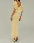 Yellow Sleeveless Maxi Dress with Cowl Neck