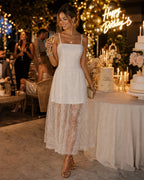 Apricot Lace Maxi Dress with Sheer Slip