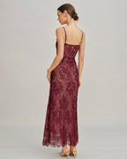 Maxi Dress with Lace Slip in Wine Red