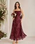 Maxi Dress with Lace Slip in Wine Red