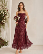 Maxi Dress with Lace Slip in Wine Red