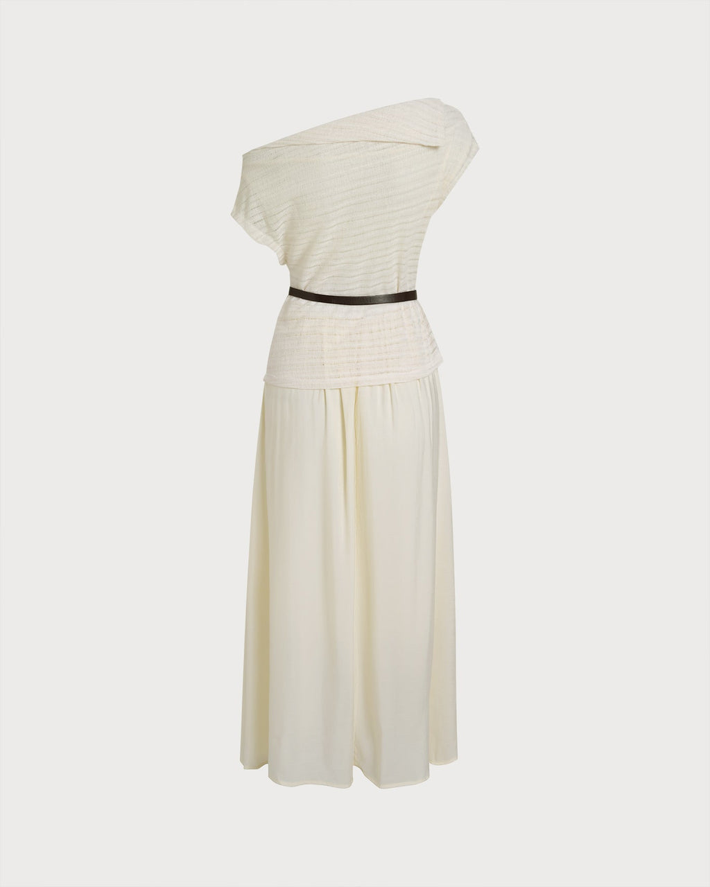 Apricot Boat Neck Midi Dress with Belt