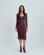 Floral Midi Dress with Purple V-Neck