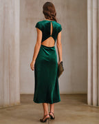 Emerald Velour A-Line Midi Dress