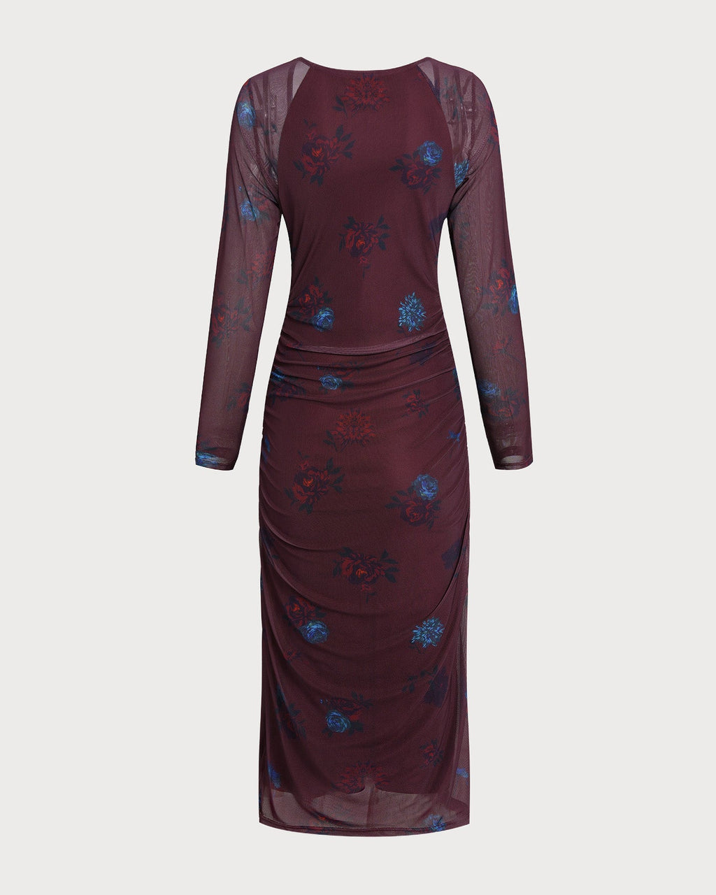 Floral Midi Dress with Purple V-Neck