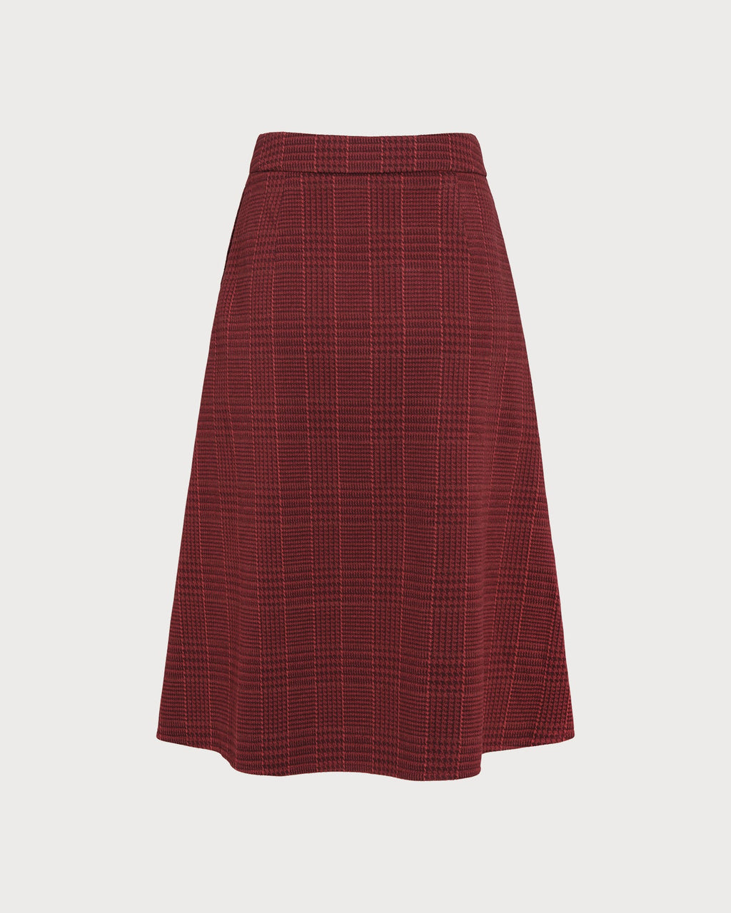 Crimson Plaid A-Line Midi Skirt