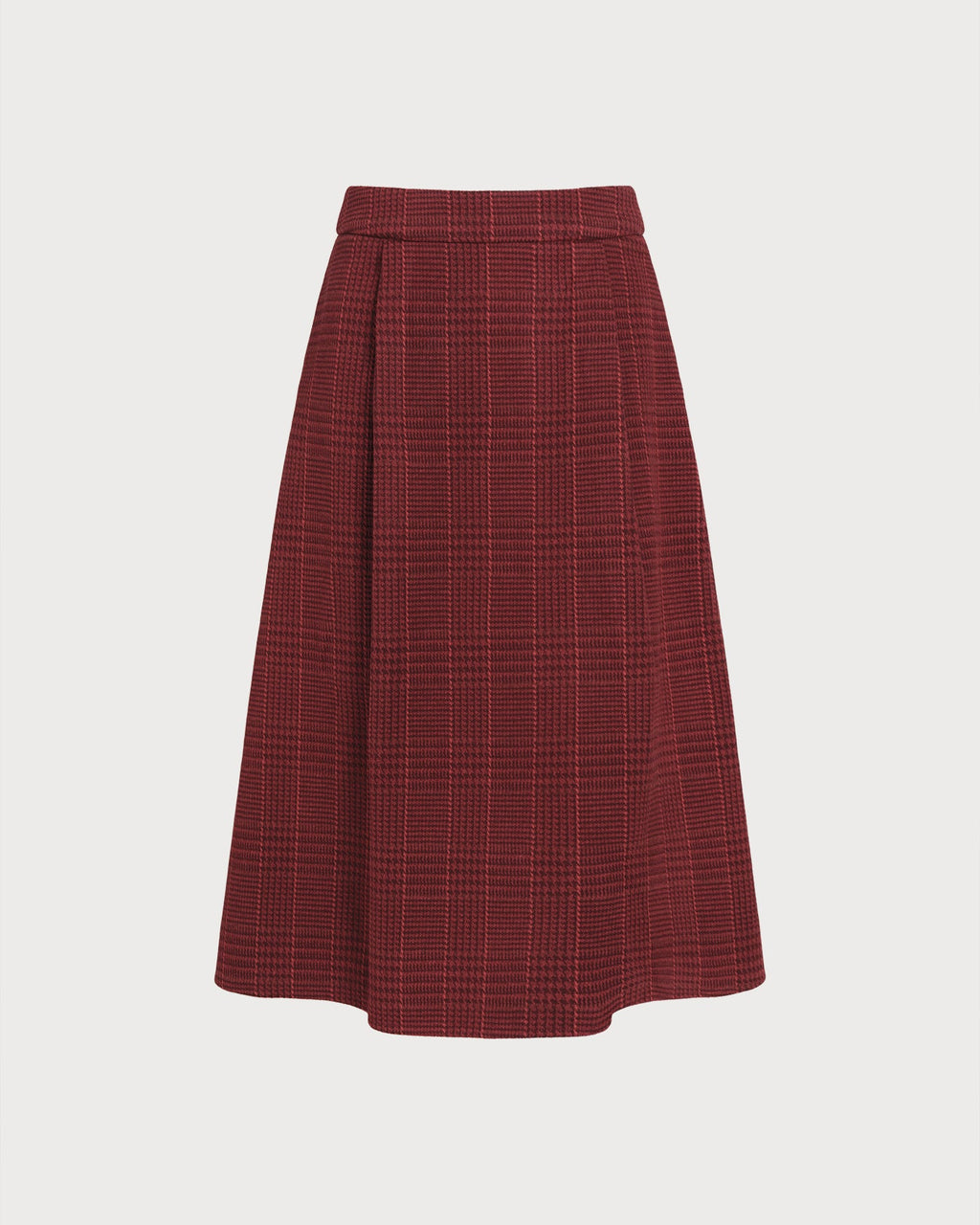 Crimson Plaid A-Line Midi Skirt