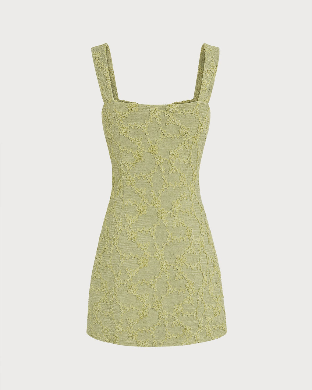 Floral Print Green Mesh Mini Dress