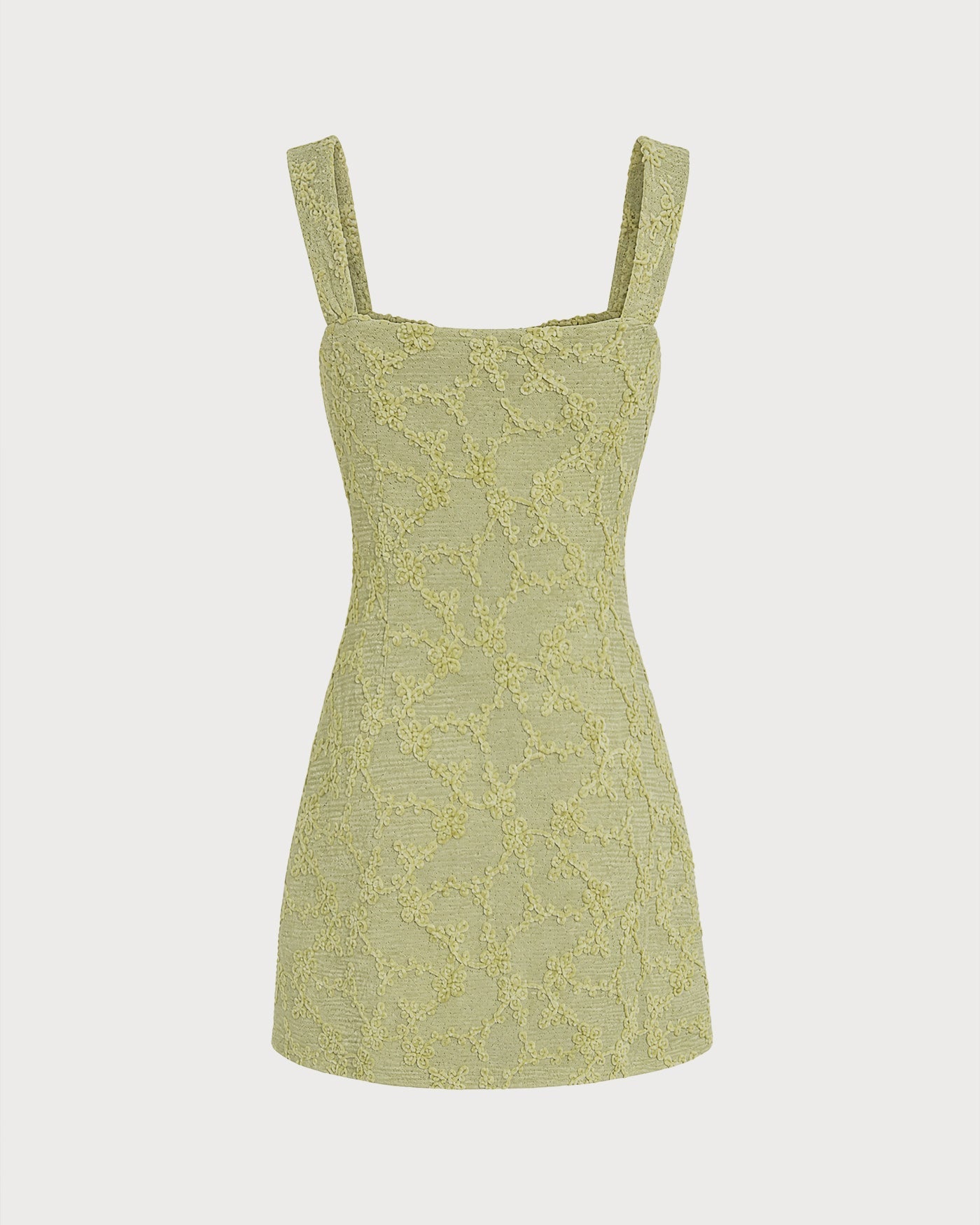 Floral Print Green Mesh Mini Dress