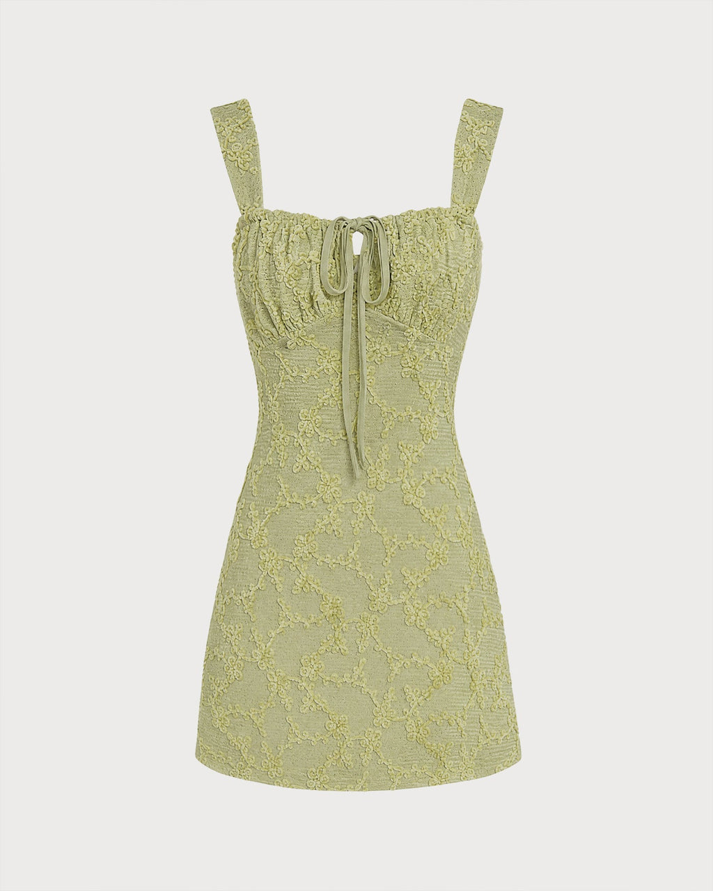 Floral Print Green Mesh Mini Dress