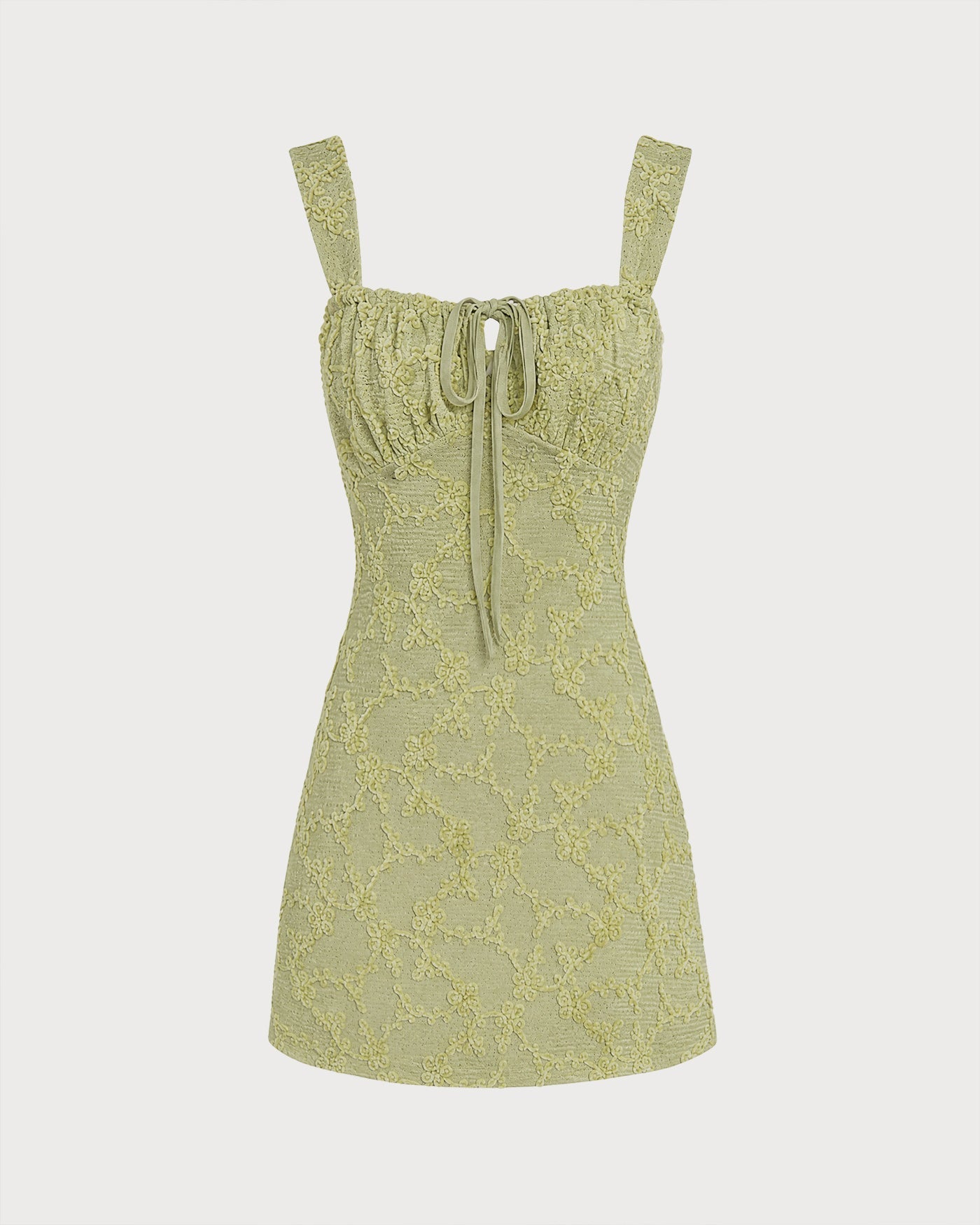 Floral Print Green Mesh Mini Dress