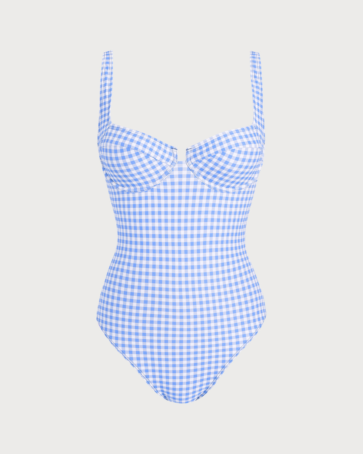 Blue Plaid Underwire Swimsuit