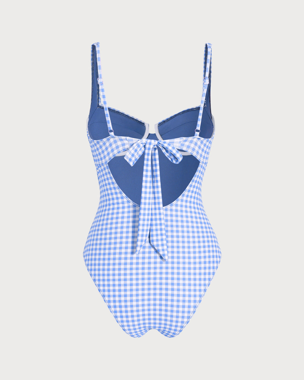 Blue Plaid Underwire Swimsuit