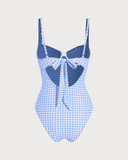 Blue Plaid Underwire Swimsuit